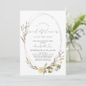 Invitation Petit Baby shower Fleur sauvage Oval Girl (Debout devant)