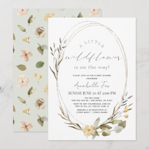Invitation Petit Baby shower Fleur sauvage Oval Girl