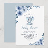 petit baby shower fleuri bleu éléphant