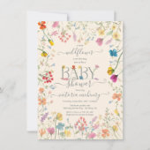 Invitation Petit Baby shower fleuri fleur sauvage (Devant)