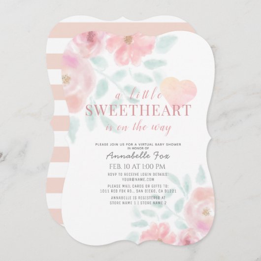 Invitation Petit Baby shower Floral Chéri (Devant / Derrière)