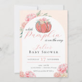 Invitation Petit Baby shower Floral Citrouille fille (Devant)