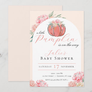 Invitation Petit Baby shower Floral Citrouille fille