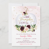 Invitation Petit Baby shower Floral de Bourgogne Citrouille (Devant)