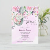 Invitation Petit Baby shower Floral d'éléphant dormant d'arac (Debout devant)