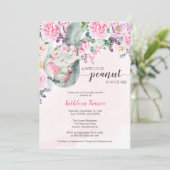 Invitation Petit Baby shower Floral d'éléphant dormant d'arac (Debout devant)