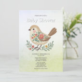 Invitation Petit Baby shower Floral d'or (Debout devant)