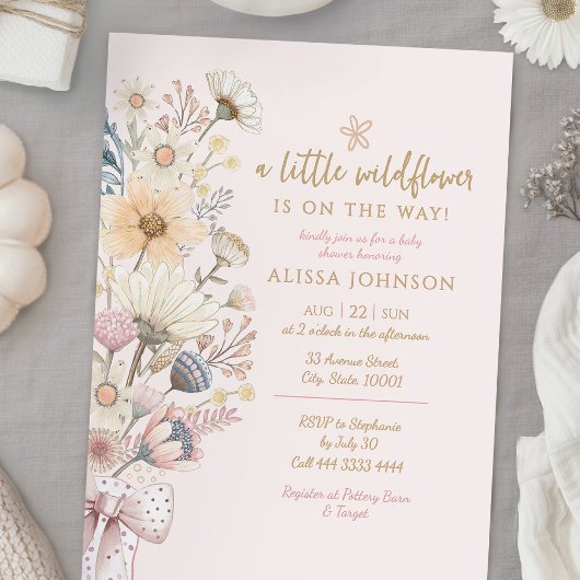 Invitation Petit Baby shower Floral Fleur sauvage
