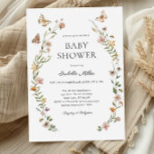 Invitation Petit Baby shower Floral Fleur sauvage fille