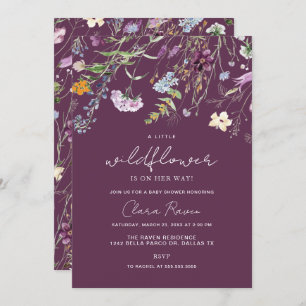 Invitation Petit Baby shower Floral Plum pourpre Fleur sauvag