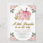 Invitation Petit Baby shower Floral rose Citrouille (Devant)