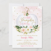 Invitation Petit Baby shower Floral rose Citrouille (Devant)