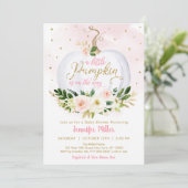 Invitation Petit Baby shower Floral rose Citrouille (Debout devant)