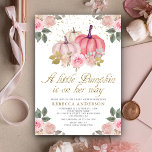 Invitation Petit Baby shower Floral rose Citrouille<br><div class="desc">Éblouissez vos invités avec cet élégant invitation de baby showers avec de belles fleurs et une typographie moderne. Ajoutez simplement les détails de votre événement sur ce modèle facile à utiliser pour en faire une invitation unique.</div>