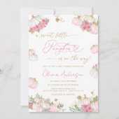 Invitation Petit Baby shower Floral Rose Citrouille fille (Devant)