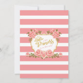 Invitation Petit Baby shower Floral Rose Couronne Or Princess (Dos)