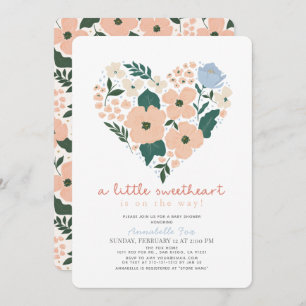 Invitation Petit Baby shower floral rose doux