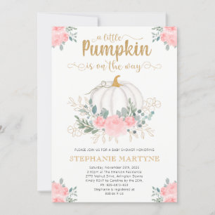 Invitation Petit Baby shower Floral rose or Citrouille