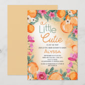 Invitation Petit Baby shower Floral rose rose Cutie (Devant / Derrière)