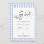 Invitation Petit Baby shower Garçon bleu oie (Devant / Derrière)