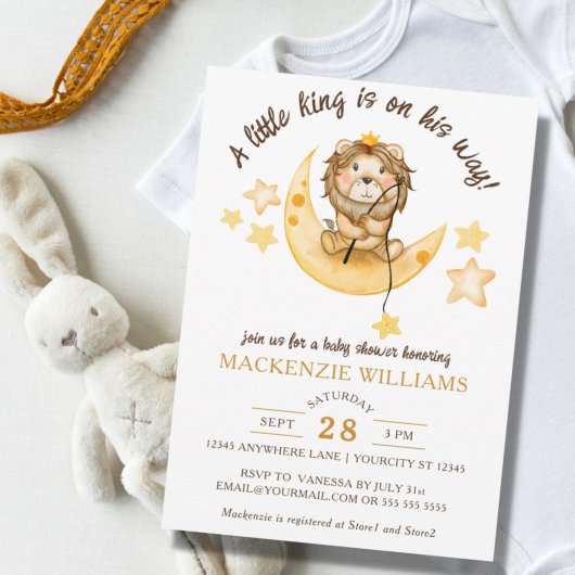 Invitation Petit Baby shower Garçon Lion Safari King