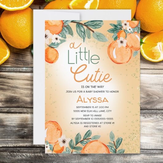Invitation Petit Baby shower Garçon Orange Green Cutie