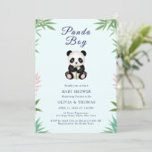 Invitation Petit Baby shower garçon Panda (Debout devant)