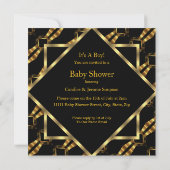 Invitation Petit Baby shower Gentleman Gold Noir Ethnic (Dos)