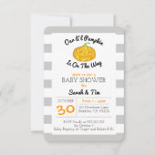 Invitation Petit Baby shower gris Citrouille et orange (Devant)