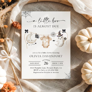 Invitation Petit Baby shower Halloween Ghost Clothesline Boo