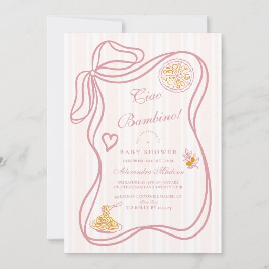 Invitation Petit Baby shower italien rose Bambina (Devant)