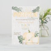 Invitation Petit Baby shower Jaune Whimsical Petit Citrouille (Debout devant)