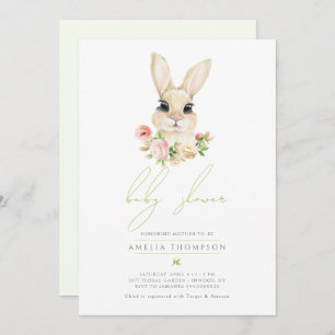 Invitation Petit Baby shower lapin de Pâques doux