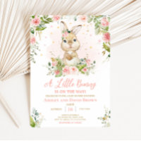 Petit Baby shower lapin rose Floral