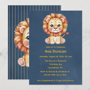 Invitation Petit Baby shower Lion Boy