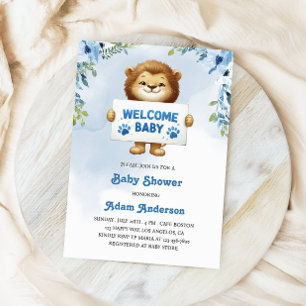 Invitation Petit Baby shower Lion - Le thème de la jungle ble
