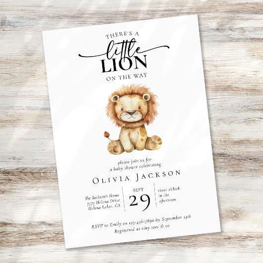 Invitation Petit Baby shower Lion mignon