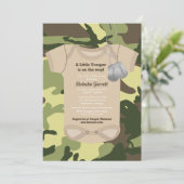 Invitation Petit Baby shower militaire ou de camo militaire (Debout devant)