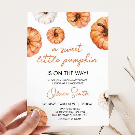 Invitation Petit Baby shower minimaliste Citrouille