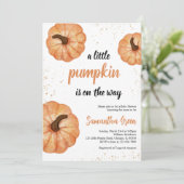 Invitation Petit Baby shower minimaliste Citrouille (Debout devant)