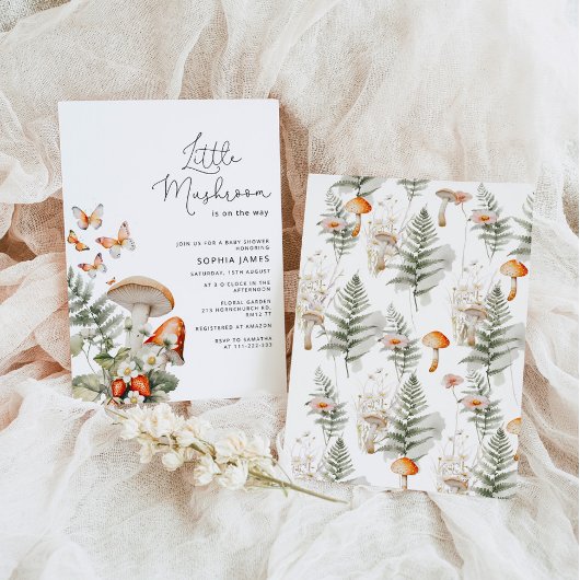 Invitation Petit baby shower minime de champignons