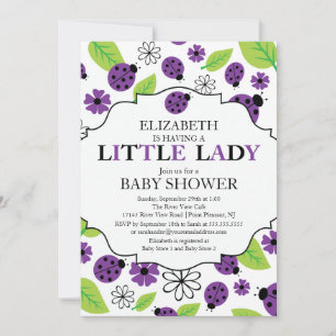 Invitation Petit baby shower moderne de Madame Purple Ladybug