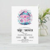 Invitation Petit Baby shower mystique de champignons (Debout devant)