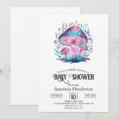 Invitation Petit Baby shower mystique de champignons (Devant / Derrière)