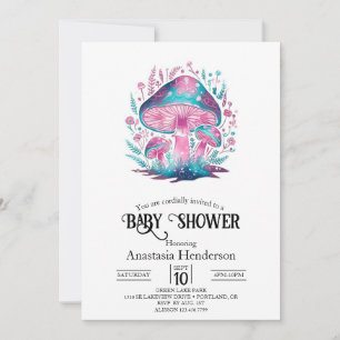 Invitation Petit Baby shower mystique de champignons