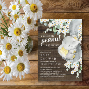 Invitation Petit Baby shower neutre d'éléphant d'arachide