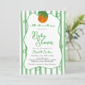 Invitation Petit Baby shower Orange Citrus À La Main (Debout devant)