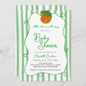 Invitation Petit Baby shower Orange Citrus À La Main (Devant / Derrière)