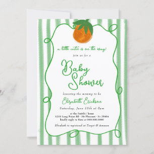Invitation Petit Baby shower Orange Citrus À La Main