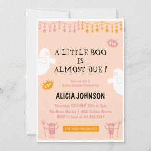 Invitation Petit baby shower Orange Halloween